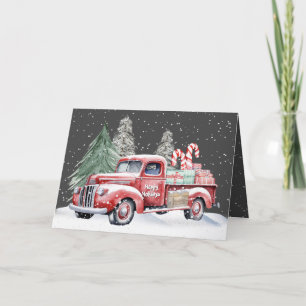 Weihnachtsroter LKW mit Zuckerrohren Feiertagskarte
