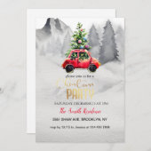 Weihnachtsroter LKW,Schneeberg Einladung (Vorne/Hinten)