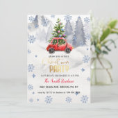 Weihnachtsroter LKW,Schneeberg Einladung (Stehend Vorderseite)