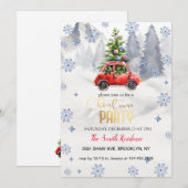 Weihnachtsroter LKW,Schneeberg Einladung (Vorne/Hinten)