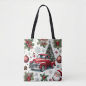 Weihnachtsroter LKW und Santa-Muster Tasche (Vorderseite)