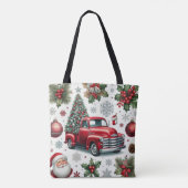 Weihnachtsroter LKW und Santa-Muster Tasche (Rückseite)