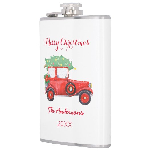 Weihnachtsroter LKW Weißer Vinyl Wrackkolben Flachmann (Links)