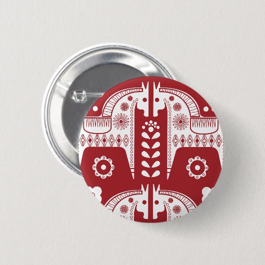 Weihnachtsroter Rentier Skandinavischer Nordischer Button (Vorne & Hinten)