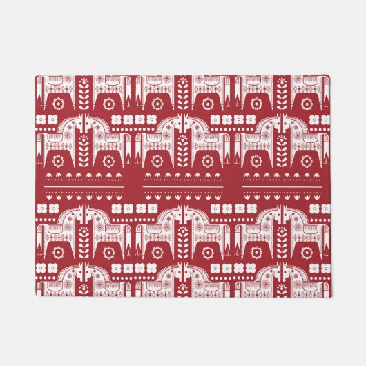Weihnachtsroter Rentier Skandinavischer Nordischer Fußmatte (Vorderseite)