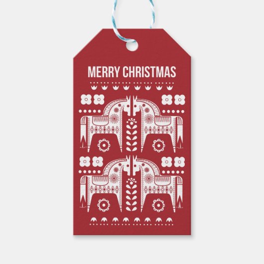 Weihnachtsroter Rentier Skandinavischer Nordischer Geschenkanhänger (Vorderseite)