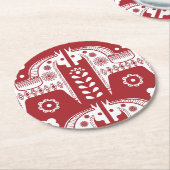 Weihnachtsroter Rentier Skandinavischer Nordischer Runder Pappuntersetzer (Angewinkelt)