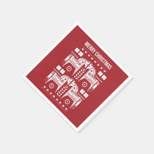 Weihnachtsroter Rentier Skandinavischer Nordischer Serviette (Ecke)