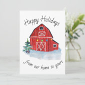 Weihnachtsroter Stall individuell anpassbare Grußk (Stehend Vorderseite)