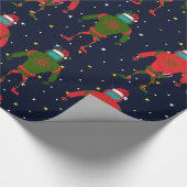 Weihnachtsroter u. grüner großer Roboter Sankt im Geschenkpapier (Ecke)