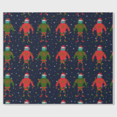 Weihnachtsroter u. grüner großer Roboter Sankt im Geschenkpapier (Flach)