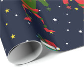 Weihnachtsroter u. grüner großer Roboter Sankt im Geschenkpapier (Rolleneckpunkt)