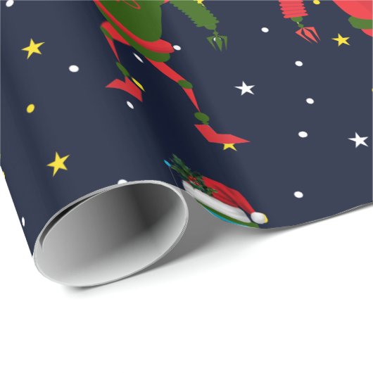 Weihnachtsroter u. grüner großer Roboter Sankt im Geschenkpapier (Rolleneckpunkt)