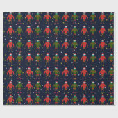 Weihnachtsroter u. grüner mittlerer Roboter Sankt Geschenkpapier (Flach)