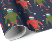 Weihnachtsroter u. grüner mittlerer Roboter Sankt Geschenkpapier (Rolleneckpunkt)