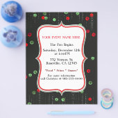 Weihnachtsroter und grüner Pailletten-Feierparty F Flyer (Einzeln)