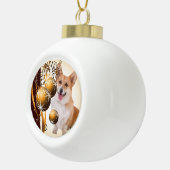Weihnachtsroter und weißer Corgi Keramik Kugel-Ornament (Rechts)
