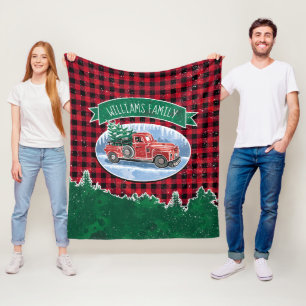 Weihnachtsroter Vintage-LKW Buffalo Karo Name hinz Fleecedecke