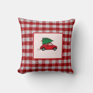Weihnachtsroter Vintage-LKW Kissen