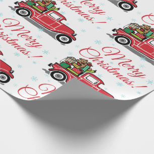 Weihnachtsroter Vintager LKW mit Geschenkpapier