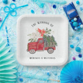 Weihnachtsroter Vintager Lkw und Baumhochzeit Pappteller (Party)