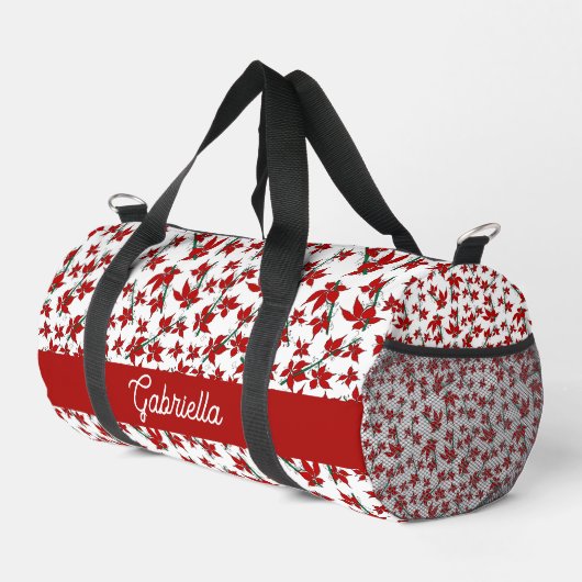 Weihnachtsrotes florales Botanik Duffle Bag (Rechte Ecke)