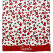 Weihnachtsrotes florales Botanik Duschvorhang (Vorderseite)