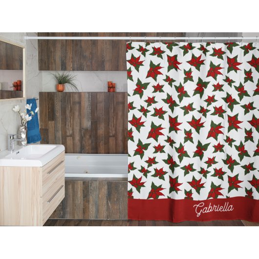 Weihnachtsrotes florales botanisches Muster Duschvorhang