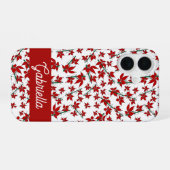 Weihnachtsrotes florales botanisches Muster iPhone 16 Hülle (Rückseite (Horizontal))