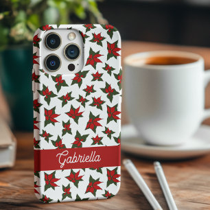 Weihnachtsrotes florales botanisches Muster iPhone 16 Hülle