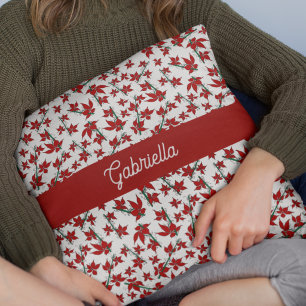 Weihnachtsrotes florales botanisches Muster Kissen