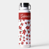 Weihnachtsrotes florales botanisches Muster Trinkflasche (Rückseite)