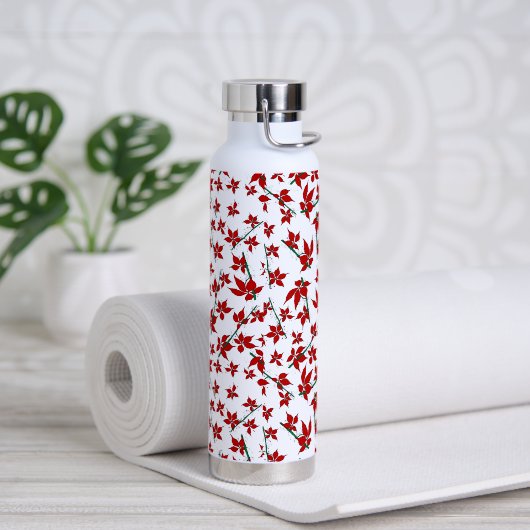Weihnachtsrotes florales botanisches Muster Trinkflasche (Yoga)