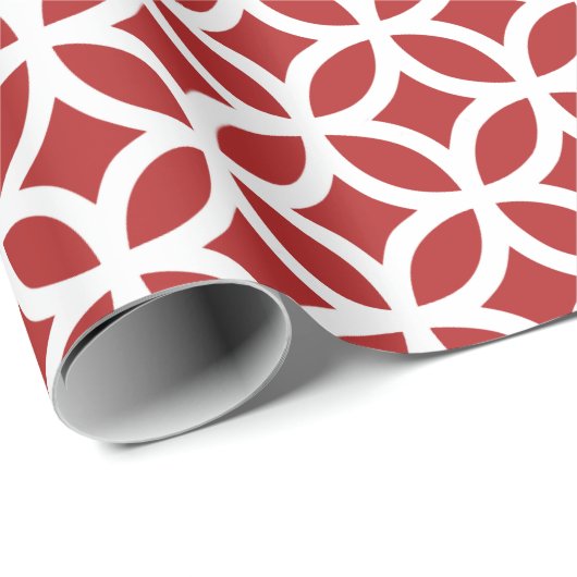 Weihnachtsrotes geometrisches Muster-Packpapier Geschenkpapier (Rolleneckpunkt)
