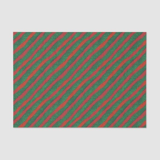 Weihnachtsrotes Grün Stripes Feiertag Seidenpapier (Vorderseite)