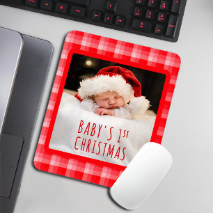 Weihnachtsrotes Karo mit diagonalen Streifen Mousepad