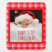 Weihnachtsrotes Karo mit diagonalen Streifen Mousepad (Vorne)