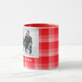 Weihnachtsrotes Karo mit diagonalen Streifen Tasse (Zentrum)