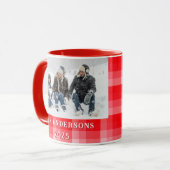 Weihnachtsrotes Karo mit diagonalen Streifen Tasse (Vorderseite Links)