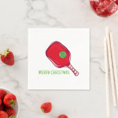Weihnachtsrotes Pickleball-Schläger-Design Festlic Serviette (Beispiel)
