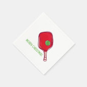 Weihnachtsrotes Pickleball-Schläger-Design Festlic Serviette (Ecke)