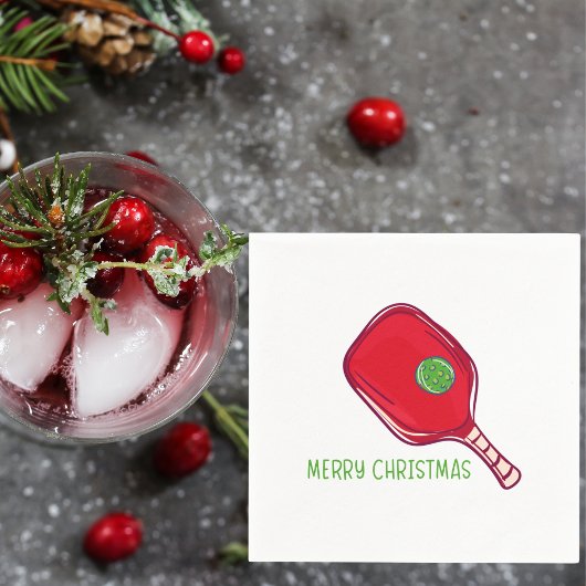 Weihnachtsrotes Pickleball-Schläger-Design Festlic Serviette