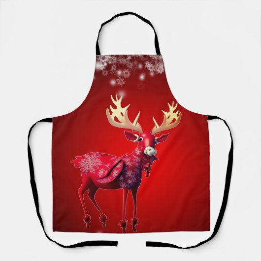 Weihnachtsrotes-Rentier-Winterfeiertage Schürze (Vorderseite)