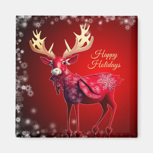 Weihnachtsrotes-Rentier-Winterferien Magnet (Vorne)