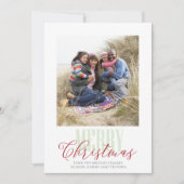 Weihnachtsrotes Schneeflockenmuster Zwei Foto Hu Feiertagskarte (Vorderseite)