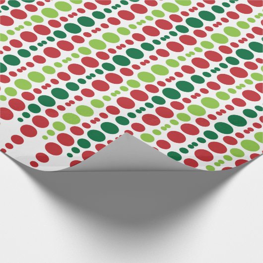 Weihnachtsrotes u. grünes Punkt-Muster Geschenkpapier (Ecke)