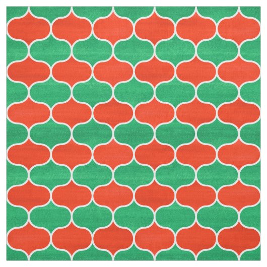 Weihnachtsrotes und grünes geometrisches Ogee Stoff (Muster)