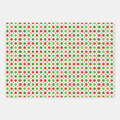 Weihnachtsrotes und grünes Polka-Dots Umhüllungspa Geschenkpapier Set (Vorderseite 2)