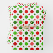 Weihnachtsrotes und grünes Polka-Dots Umhüllungspa Geschenkpapier Set (Beispiel)
