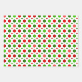 Weihnachtsrotes und grünes Polka-Dots Umhüllungspa Geschenkpapier Set (Vorderseite)